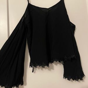 Forever 21 black lace border blouse